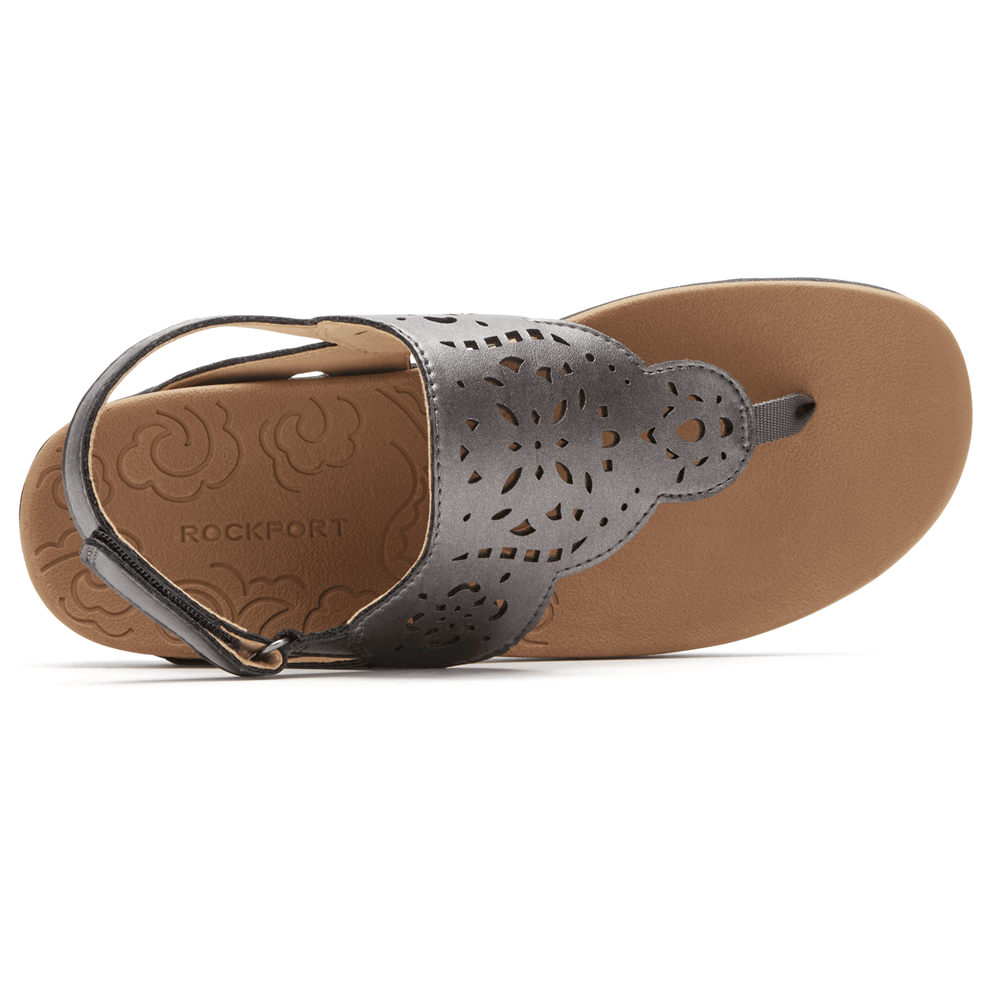 Rockport Singapore Womens Sandals - Ridge Circle Cutout Thong Grey - VD1875620